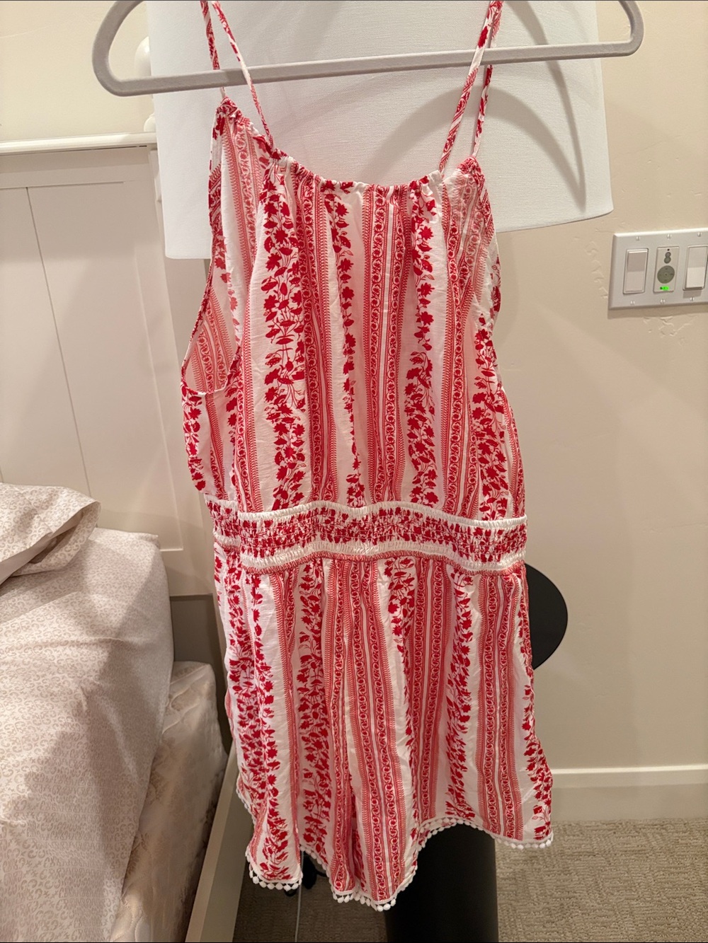 Cupshe Red and White Striped Floral Romper